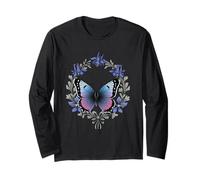 Colorado Hairstreak Butterfly And Blue Columbine Flowers Long Sleeve T-Shirt