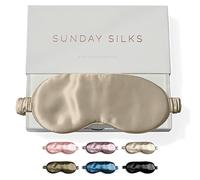 Colorado Home Co Sleep Mask, Silk Eye Mask for Sleeping, Eye Sleep Mask for Women and Men, Eye Covers for Sleeping, Blackout Eye Mask for Sleeping, Travel Sleep Mask Slip On, Nude Champagne