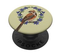 Colorado Lark Bunting Bird Surrounded By Blue Columbine PopSockets Adhesive PopGrip