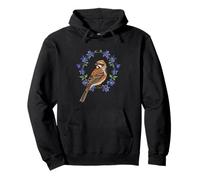 Colorado Lark Bunting Bird Surrounded By Blue Columbine Pullover Hoodie