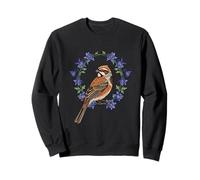 Colorado Lark Bunting Bird Surrounded By Blue Columbine Sweatshirt