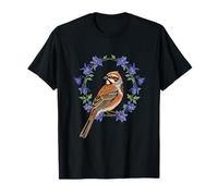 Colorado Lark Bunting Bird Surrounded By Blue Columbine T-Shirt