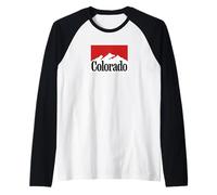 Colorado Mountain Graphic Red/White Retro Vintage Style Raglan Baseball Tee
