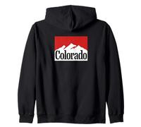 Colorado Mountain Graphic Red/White Retro Vintage Style Zip Hoodie