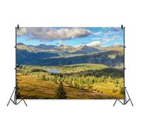 Colorado Mountain Lake Backdrop Blue Sky White Cloud Pine Trees Forest Landscape Backgrounds for Outdoor Hiking Camping Backdrop Nature Wallpaper Travel Portraits Photo Booth Props Vinyl 10x8ft