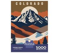 Colorado Mountain Landscape Poster Art 1000 Piece Jigsaw Puzzle, Historic Square Architecture, Premium Paper Puzzle, Decorative Artwork for Travel Lovers, Paper Board, 52x38cm/1000pcs