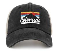 Colorado Mountains Trucker Hat Women Funny Mesh Cap for Summer, Allblack, One size