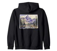 Colorado Mountains Watercolor Landscape Nature Lover Zip Hoodie