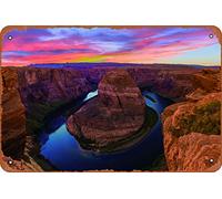 Colorado River Horseshoe Bend Near Grand Canyon Sunset Photo Beach Palm Landscape Pictures Ocean Scenic Scenery Tropical Nature Photography Paradise Scenes Metal Tin Signs Room Stuff Wall Decor Sign