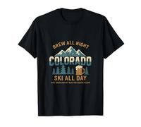 Colorado Ski All Day Brew All Night Mountain Graphic T-Shirt