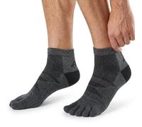 Colorado Sock Company Merino Wool Five Toe Socks for Men and Women, 2 Pair, Moisture Wicking Athletic, Running, Ankle Height, Charcoal, Large