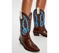 Colorado Springs Boots by Mutma at Free People in Chocolate/Light Blue, Size: EU 38 - female