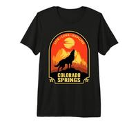Colorado Springs Live Love Explore Howling Wolf Design Premium T-Shirt