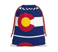 Colorado State Flag Christmas Drawstring Gift Bags Large Size Xmas Goody Wrapping Bags Valentine Favors Party