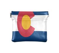 Colorado State Flag Co Blue Red Women's PU Leather Coin Purse Portable Mini Cosmetic Case for Girls Women Ladies