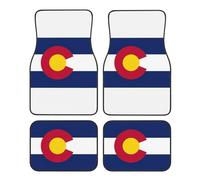 Colorado State Flag Non-Slip Car Floor Mats 4-Piece Set Full Coverage Vehicle Liners Universal Fit Auto Accessories