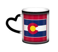 Colorado State Flag Print Ceramic Mug, Black to White Thermochromic Coffee Cup for Home Office Cafe
