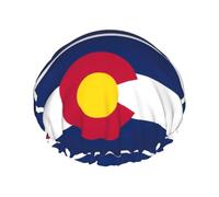 Colorado State Flag Print Large Size Waterproof Shower Cap For Women And Men Reusable Lightweight Soft Hat