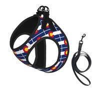 Colorado State Flag Print Small Dog Harness And Leash Set, Adjustable Soft Vest With 360° Reflective Straps For Cats Puppy