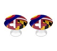 Colorado State Maryland Flag Drawer Handles Set of 2 Cute Cabinet Knobs Colorful Stainless Steel Door Handles for Kitchen Dressers