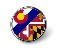 Colorado State Maryland Flag Round Badge Pin Metal Memorial Brooch Button Lapel Pins for Backpack Wedding