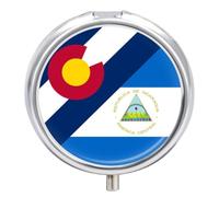 Colorado State Nicaragua Flag Pill Case Travel Medicine Organizer Box | 3 Compartment Pill Box for Pocket Purse