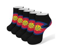 Colorado State Weed Flag Men's Ankle Low Socks 5 Pack Non Slip Flat Boat Breathable Athletic Socks for Women
