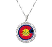 Colorado State Weed Flag Women's Custom Pendant Necklace Round Diamond Necklaces Jewelry Gifts for Men Birthday