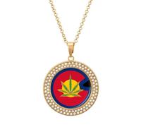Colorado State Weed Flag Women's Custom Pendant Necklace Round Diamond Necklaces Jewelry Gifts for Men Birthday