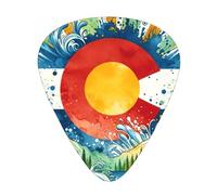 Colorado-Sun-And-Splash 12 Pack Guitar Picks With 3 Thicknesses And Storage Box, Abs Plectrums For Electric Bass Guitar Players