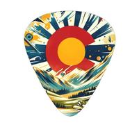 Colorado-Sun-Watercolor-Splash 12 Pack Guitar Picks With 3 Thicknesses And Storage Box, Abs Plectrums For Electric Bass Guitar Players