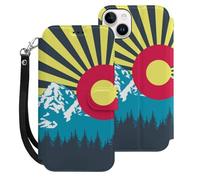 Colorado Sunrise Flag Mobile Phone Front Flip Cases Compatible with iPhone 15/15 Plus/15 Pro/15 Pro Max Anti-Scratch Covers