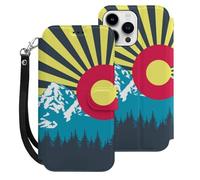 Colorado Sunrise Flag Mobile Phone Front Flip Cases Compatible with iPhone 15/15 Plus/15 Pro/15 Pro Max Anti-Scratch Covers