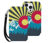 Colorado Sunrise Flag Mobile Phone Front Flip Cases Compatible with iPhone 16/16 Plus/16 Pro/16 Pro Max/16 E Anti-Scratch Covers