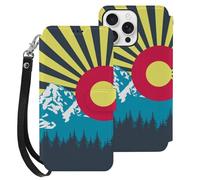 Colorado Sunrise Flag Mobile Phone Front Flip Cases Compatible with iPhone 16/16 Plus/16 Pro/16 Pro Max/16 E Anti-Scratch Covers