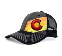 Colorado Trucker Hats for Men & Women - Incline Telluride Custom with Double Snapback, Versatile & Conscious Outdoor Cap, Grey, Red, Orange, Yellow, One size