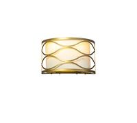 Colorado Twin Light Flush Wall Light - Aged Gold with Cream Fabric Shade