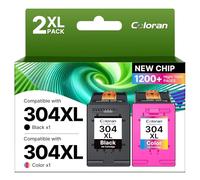 Coloran 304XL Printer Cartridges Multipack Replacement for HP 304 Cartridges Black and Colour for HP Envy 5030 5010 5000 5032 5020 DeskJet 2620 2622 2633 3730 3762 3732 3720(2-Pack)
