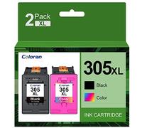 Coloran 305XL Ink Cartridges Compatible for HP 305 XL Ink Cartridges for HP Envy 6000 6020 6032 Pro 6430 6420 DeskJet 2700 2710 2720 Plus 4100 4130 4120 (2-Pack, Black and Tri-Colour)