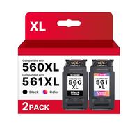 Coloran 560XL 561XL Ink Cartridges Replacement for Canon 560 561 Ink Cartridges PG-560XL CL-561XL 560XL 561XL for Pixma TS7451 TS7450 TS5350 TS5351 TS5350a TS5351 TS5352 (1 Black 1 Colour)