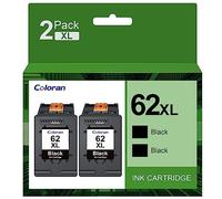 Coloran 62XL Black Ink Cartridges for HP 62 XL, Compatible for Envy 5540 5541 5542 5543 5544 5545 5546 5547 5548 5640 5642 5644 7640 OfficeJet 200 250 5740 5742 5744(2 Black)
