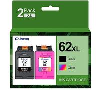 Coloran 62XL Ink Cartridges, for HP 62 XL Black and Tri-color, Compatible for Envy 5540 5541 5542 5543 5544 5545 5546 5547 5548 5640 5642 5644 7640 OfficeJet 200 250 5740 5742 5744(2-Pack)