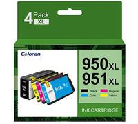 Coloran 950XL 951XL Ink Cartridges Combo Multipack Replacement for HP 950 951 XL Compatible for Officejet Pro 8100 8600 8610 8615 8620 8625 8630 8640 251dw 276dw(Black/Cyan/Magenta/Yellow,4-Pack)