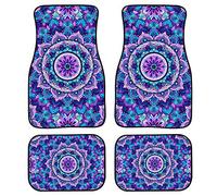 Coloranima Front & Rear Floor Mat Bohemian Mandala Flower Design Non-slip Auto Carpets Universal Fit Cars,Trucks,SUV,Van Vehicle Interior Protector All Weather Protection