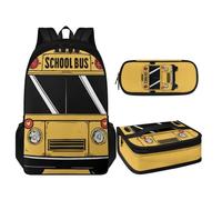 Coloranimal 3 Pcs Backpack Set 1 Pcs School Bag 1 Pcs Lunch Box 1 Pcs Pencil Case, School Bus