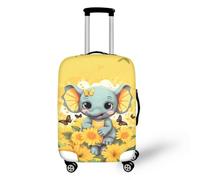 Coloranimal 3D Elephant Luggage Cover Sunflower Elephant Suitcase Protector Cover Elastic Zipper Travel Luggage Case Scratch Proof Fit 30-32Inch