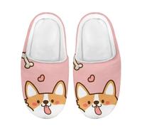 Coloranimal Adorable Welsh Corgi Dog Slipper Cartoon Little Girls Children Slipper Plush Warm Indoor Shoes Lightweight 30-31EU