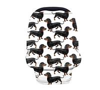 Coloranimal Baby Car Seat Cover Canopy,Multi-use Stretchy Cute Dachshund Dog Nurse Cover with Breastfeeding Cover for Babies,Girl Boy Soft Comfy Infant Carseat Canopy Shopper Cart/High Chart