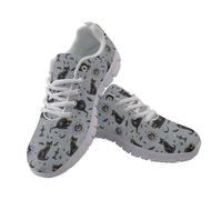 Coloranimal Black Cat Pumpkin Bat Print Womens Lace Up Sneakers Ladies Walking Running Shoes Halloween Shoes Mesh Upper Sports Sneakers Non Slip Fitness Trainers