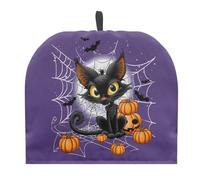 Coloranimal Black Cat Spider Web Insulated Teapot Cover Tea Kettle Cover Protective with Top Handle Tea Cosy Covers Halloween Theme Tea Pot Cover Kitchen Decorative